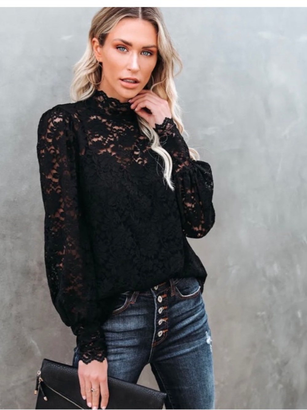 Vici Like No Other Lace Long Sleeve High Neck Camisole Blouse NWOT S